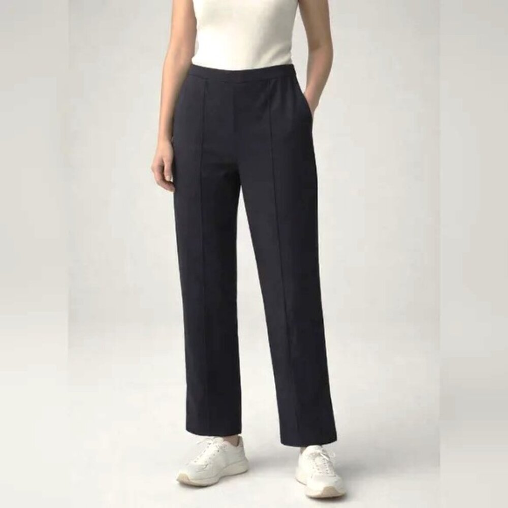 NWOT Vince Italian Flannel High Pull-On Pant Front Leg Seams Cropped Black S/P